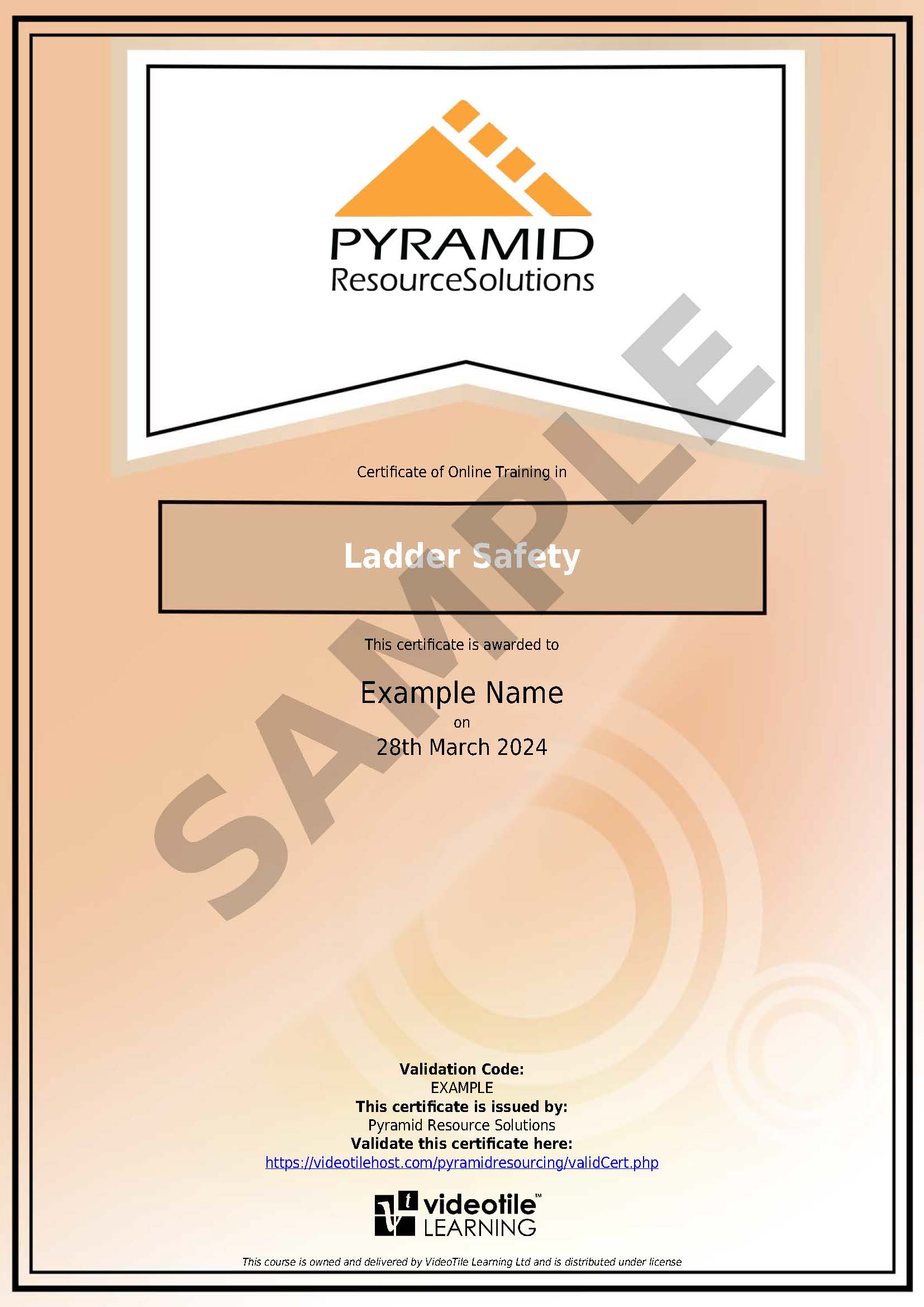 sample certificate