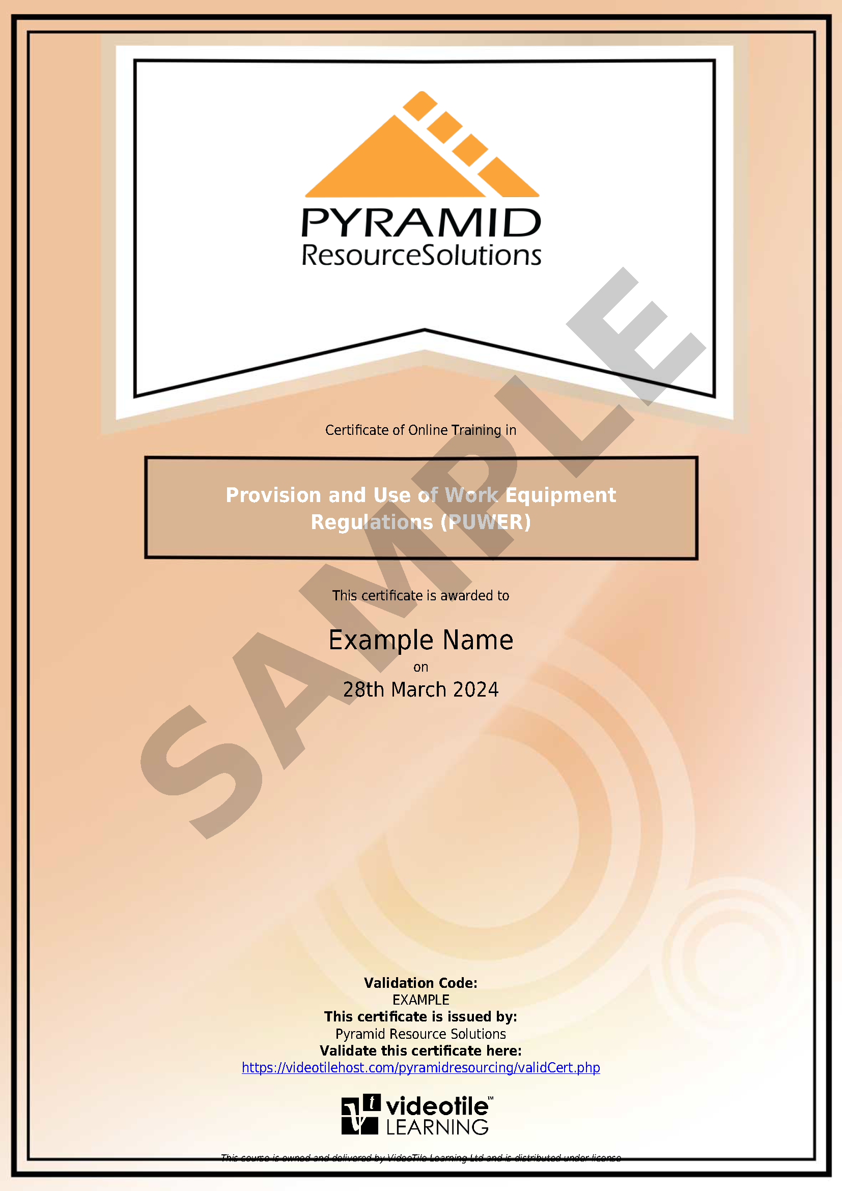 sample certificate